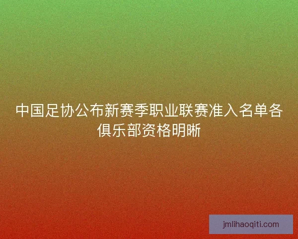 中国足协公布新赛季职业联赛准入名单各俱乐部资格明晰 中国足协公布新赛季职业联赛准入名单各俱乐部资格明晰